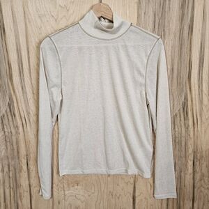 Madewell Second Skin Mock Neck Top Ivory Wmns Sz Large Runs Small Semi Sheer NWT